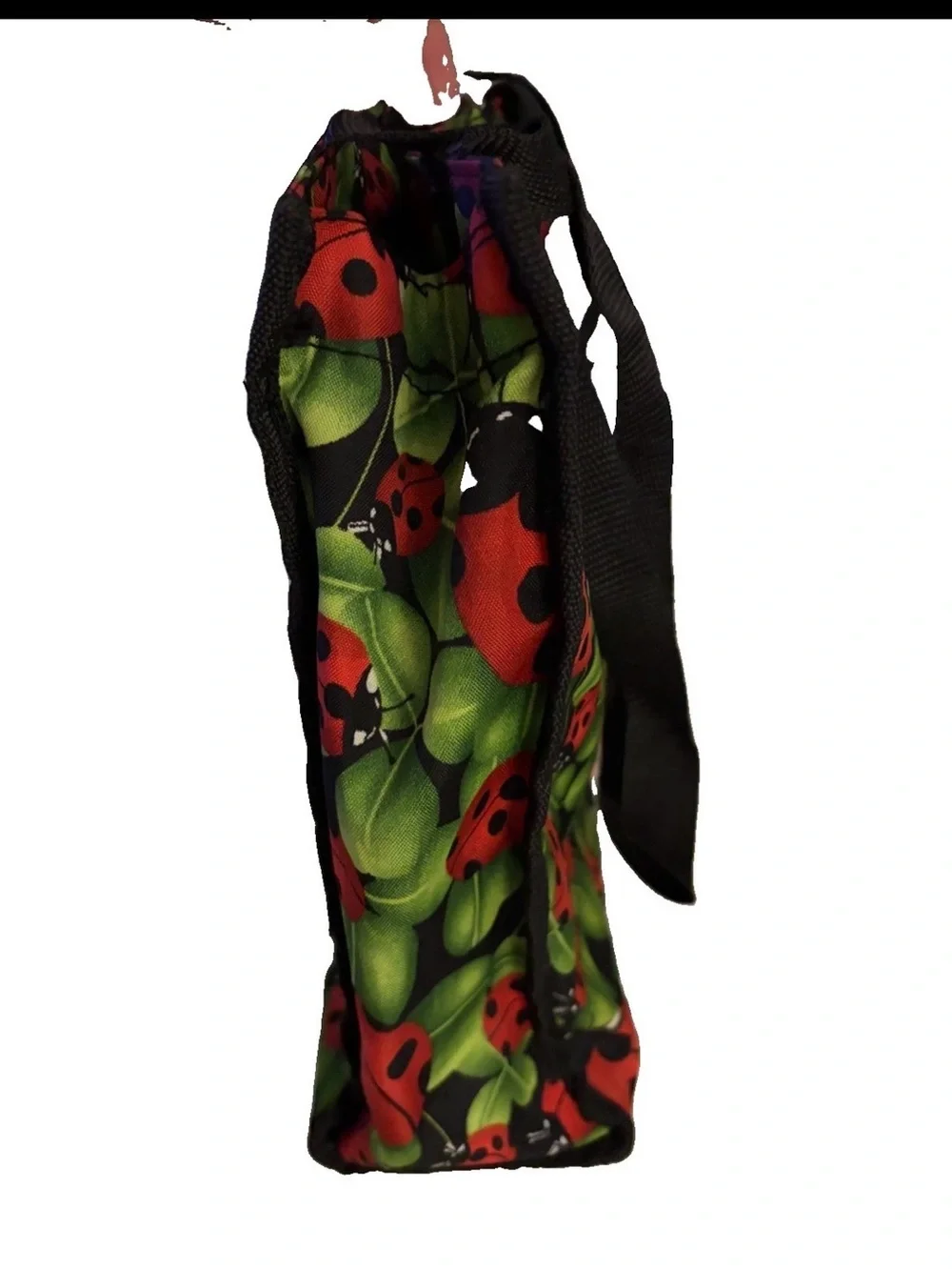 Ladybug Print Cosmetic Tote Bag in Red and Green